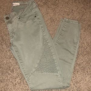 Green moto jeans